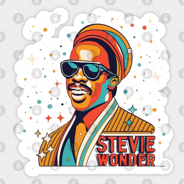 Stevie Wonder WPAP Limit Color Sticker by Aldrvnd